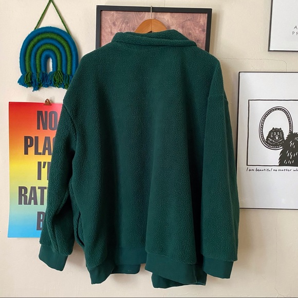 Ava & Viv Green Sherpa O-Ring Quarter Zip Pullover Sweatshirt 2X - Picture 5 of 8